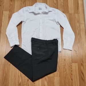 Cat & Jack White Ling Sleece Buttonn Down And Grey Suit Pants Size 14